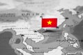 The Flag of Vietnam in the World Map Royalty Free Stock Photo