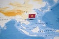 The Flag of vietnam in the world map Royalty Free Stock Photo