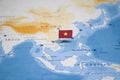 The Flag of vietnam in the world map Royalty Free Stock Photo