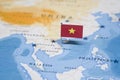 The Flag of vietnam in the world map Royalty Free Stock Photo