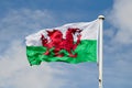 Flag of Wales With Blue Sky