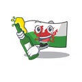 Flag wales Scroll with bottle of beer mascot cartoon style