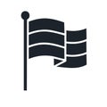 Flag waving flat vector icon with horizontal stripes set on pole Royalty Free Stock Photo