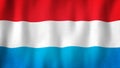 Luxembourg flag waving in the wind. Closeup of realistic flag with highly detailed fabric texture Royalty Free Stock Photo