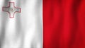 Malta flag waving in the wind. Closeup of realistic Maltese flag with highly detailed fabric texture