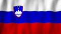 Slovenia flag waving in the wind. Closeup of realistic Slovenian flag with highly detailed fabric texture