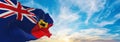 flag of Western Australia Fire and Rescue Service , Australia at cloudy sky background on sunset, panoramic view. Australian