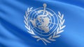 The flag of World Health Organization or WHO blowing in the wind isolated. Agency of the United Nations responsible for