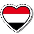Flag Yemen heart sticker on white background. Vintage vector love badge. Template design element. National day. Travel sign