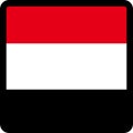 Flag of Yemen in the shape of square with contrasting contour, social media communication sign