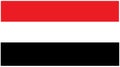The flag of Yemen with three horizontal bands of red white and black slim white border rims