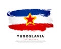 Flag of Yugoslavia. Blue, white and red brush strokes, hand drawn. Vector illustration isolated on white background