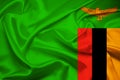 Flag of Zambia, Zambia Flag, National symbol of Zambia country.Fabric and texture Flag of Zambia