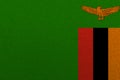 Flag of Zambia, Zambia Flag, National symbol of Zambia country.Fabric and texture Flag of Zambia