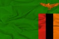 Flag of Zambia, Zambia Flag, National symbol of Zambia country.Fabric and texture Flag of Zambia