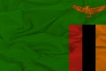 Flag of Zambia, Zambia Flag, National symbol of Zambia country.Fabric and texture Flag of Zambia