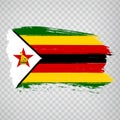 Flag Zimbabwe from brush strokes. Flag Republic of Zimbabwe on transparent background for your web site design, logo, app, UI.