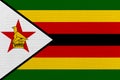 Flag of Zimbabwe, Zimbabwe Flag, National symbol of Zimbabwe country. Fabric flag of Zimbabwe
