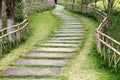 Flagging stone path in garden