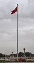 Beijing, 5th may: National Chinese Flag on Flagpole on Tiananmen Square in Beijing Royalty Free Stock Photo