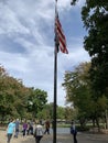 Flagpole at the Vietnam Memorial Wall in Washington D.C. Royalty Free Stock Photo