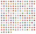 All national flags of the world with names. Rounded flags, circular design. High quality vector flag isolated on white background Royalty Free Stock Photo