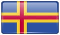 Flags Aland in the form of a magnet on refrigerator with reflections light. Royalty Free Stock Photo