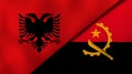 The flags of Albania and Angola. News, reportage, business background. 3d illustration