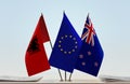 Flags of Albania European Union and New Zealand