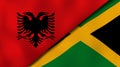 The flags of Albania and Jamaica. News, reportage, business background. 3d illustration