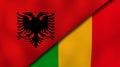 The flags of Albania and Mali. News, reportage, business background. 3d illustration