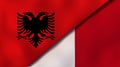 The flags of Albania and Malta. News, reportage, business background. 3d illustration