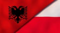 The flags of Albania and Poland. News, reportage, business background. 3d illustration