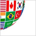 Flags all countries on globe isolated on a white background Royalty Free Stock Photo