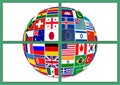 Flags all countries on globe isolated on a white background Royalty Free Stock Photo