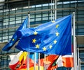 Flags of all member states of the European Union Parliament Royalty Free Stock Photo