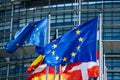 Flags of all member states of the European Union Parliament Royalty Free Stock Photo