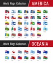 Set of American and Oceanian flags - Vector illustrations