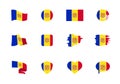 Flags of Andorra - flat collection. Flags of different shaped twelve flat icons