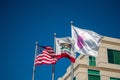 Flags at Apple company campus in silicone valley, Infinity loop one