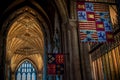 Flags, arches and vaulted ceilings in Peterborough Cathedral