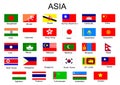 Flags of Asian countries Royalty Free Stock Photo