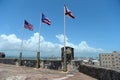 Flags Atop Castillo San Cristobal Royalty Free Stock Photo