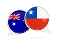 Flags of Australia and chile inside chat bubbles Royalty Free Stock Photo