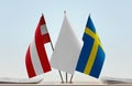 Flags of Austria and Sweden Royalty Free Stock Photo