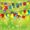 Flags and balloons. Royalty Free Stock Photo