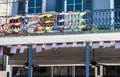 Flags and banners on Magazine Street in New Orleans, Louisiana Royalty Free Stock Photo