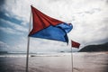 Flags on the beach Royalty Free Stock Photo