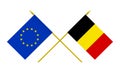 Flags, Belgium and European Union Royalty Free Stock Photo