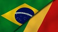The flags of Brazil and Congo. News, reportage, business background. 3d illustration